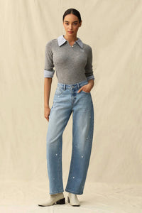 Bayeas - Flora Mid Rise Barrel Jeans