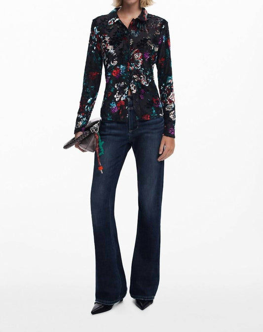 Desigual - Button Up Velvet Burnout Blouse