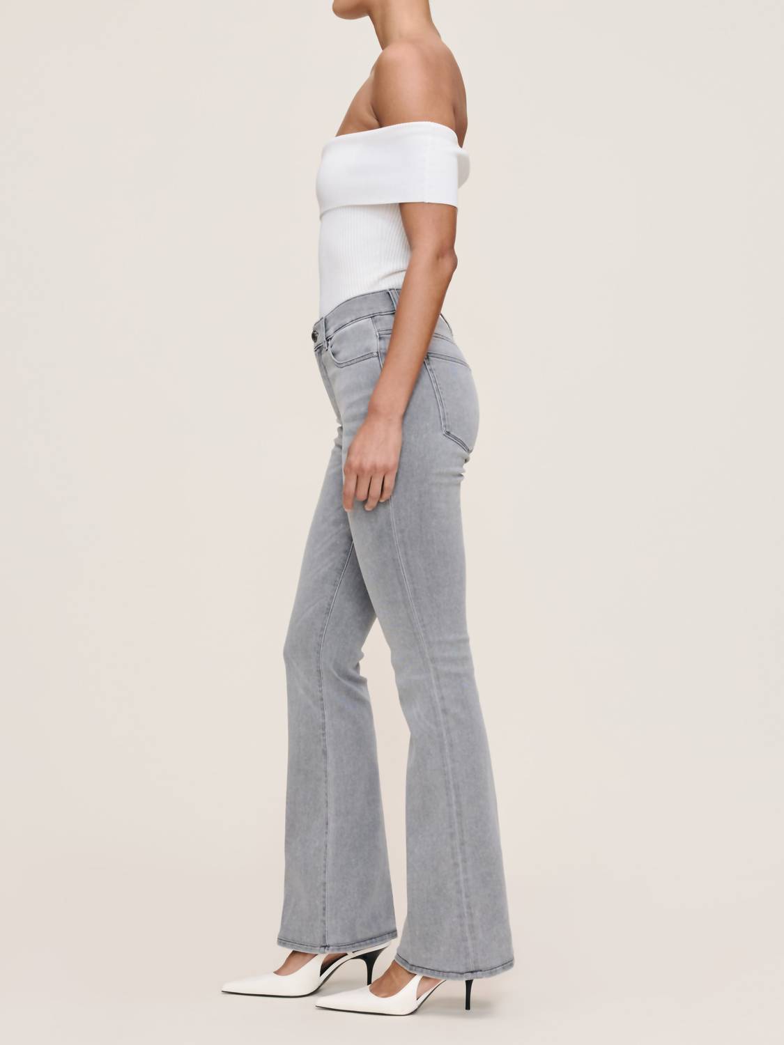 DL1961 - Women's Bridget Boot High Rise Instasculpt Jeans in grey cove - women's pants - detail view