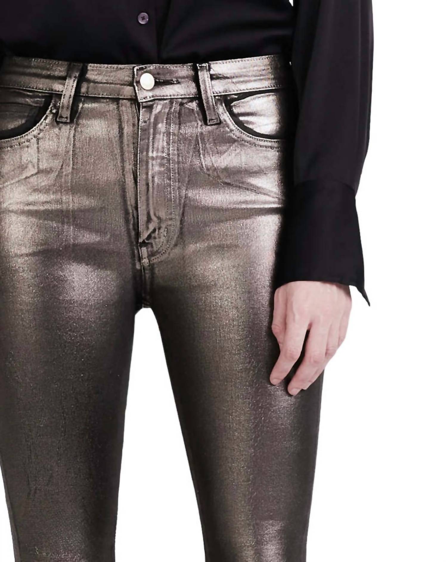 Derek Lam 10 Crosby - Tootsies High Rise Metallic Coated Jeans