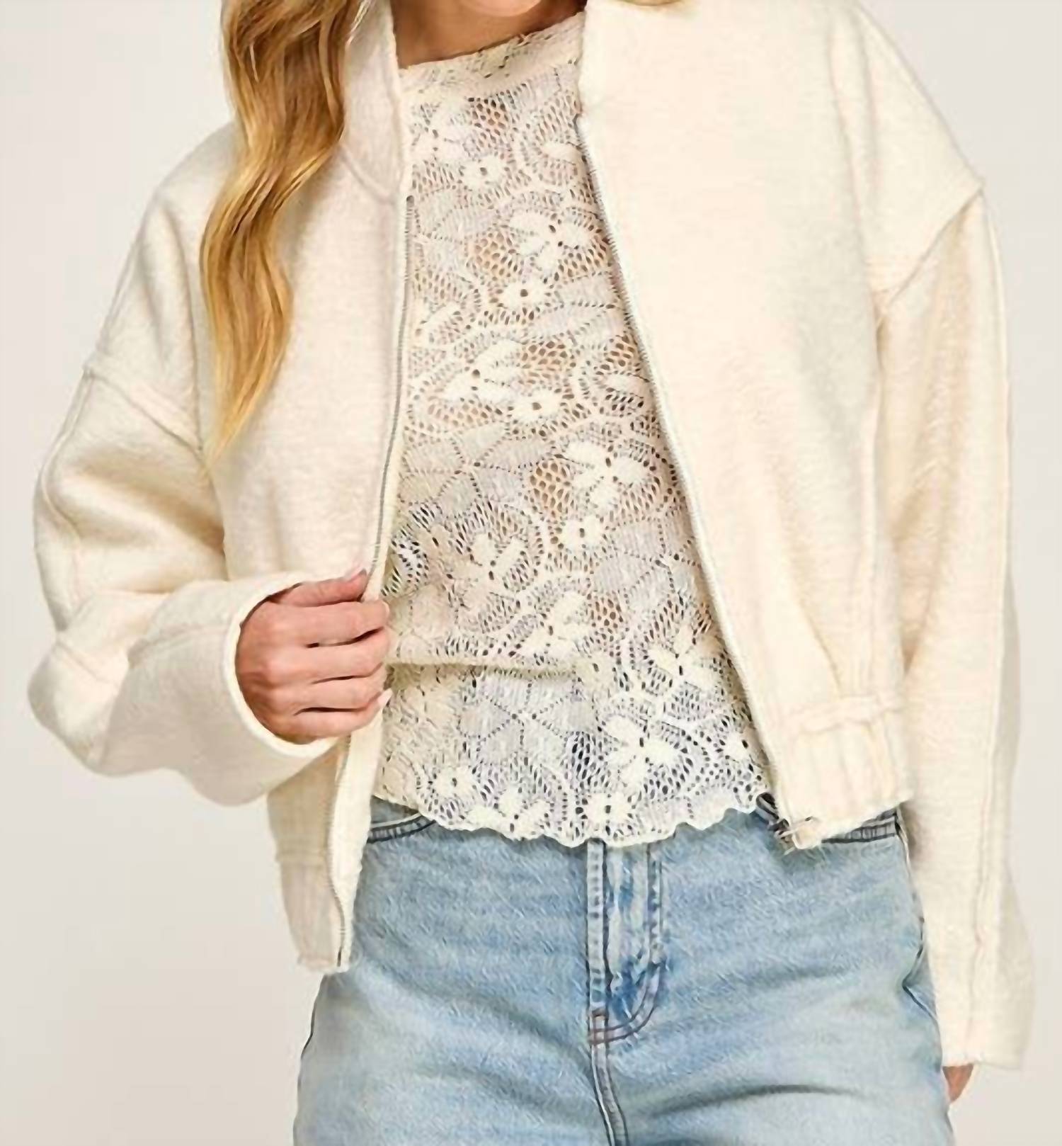 Miss Love - Soft Touch Textured Bomber Jacket