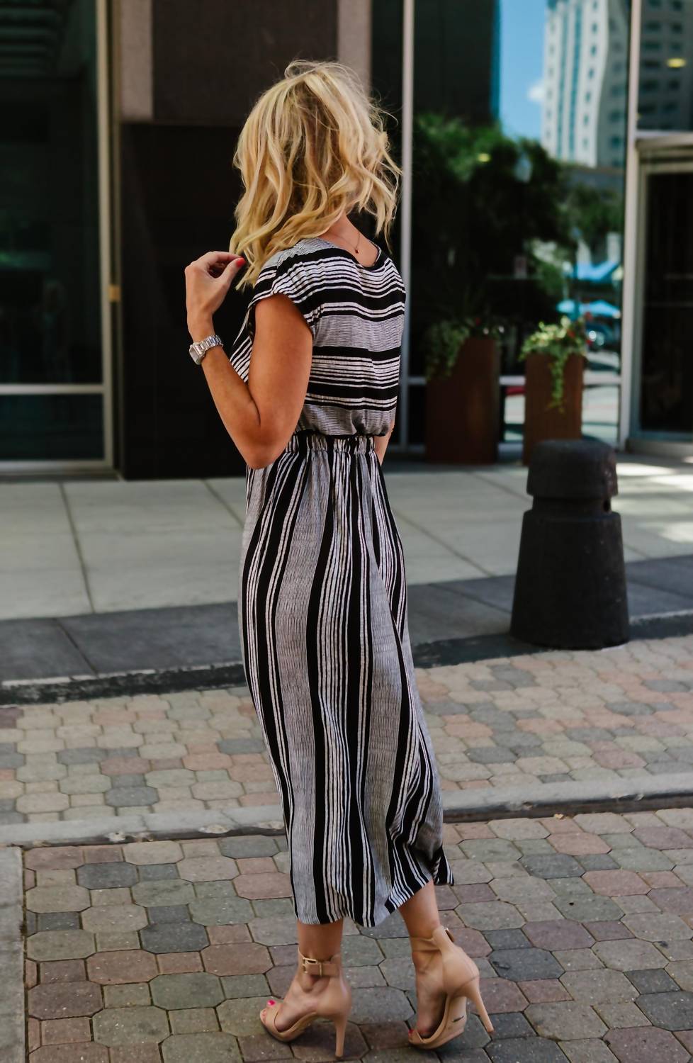 Danielle Striped V-Neck Dress