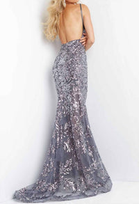 Jovani - Glistening Sheath Long Evening Dress