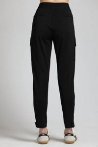 APNY Women's Ponte Pull On Cargo Pant in black - women's pants - detail view