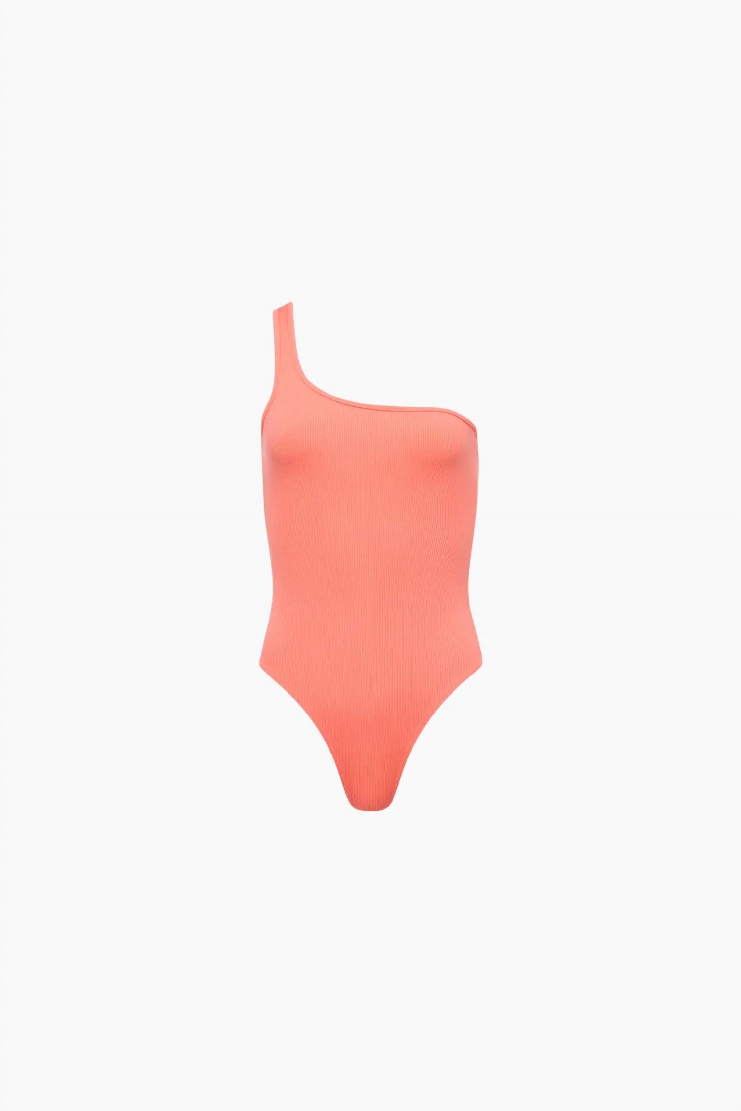 L'Agence Cassidy One-shoulder Bodysuit in coral - women's shirt - alternate view