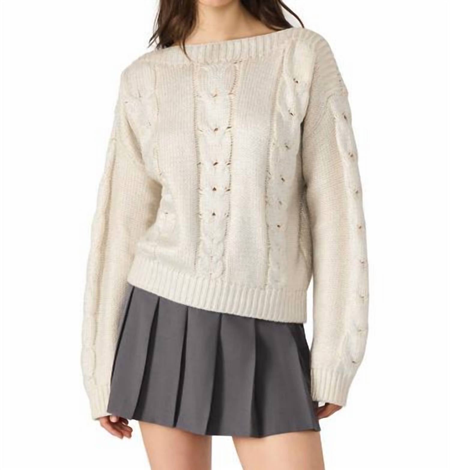 STEVE MADDEN Debbie Metallic Coated Sweater in cream silver - women's sweater