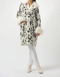 Joseph Ribkoff - Animal Print With Faux Fur Trim Coat