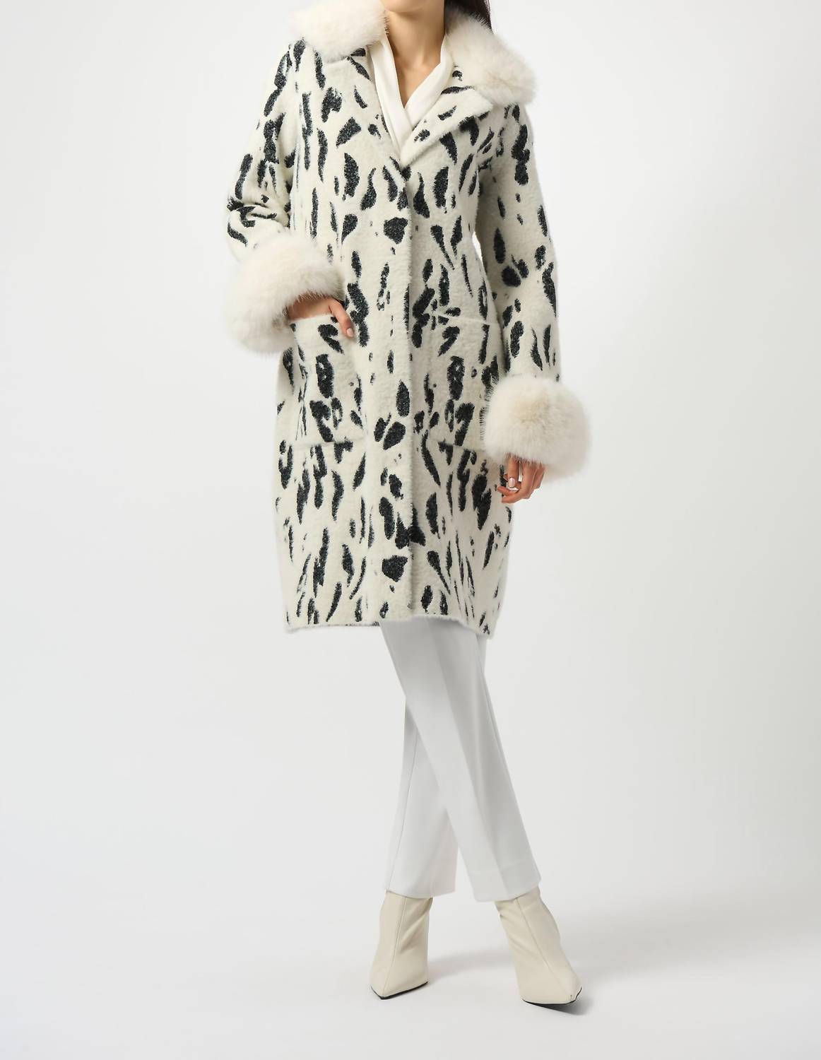 Joseph Ribkoff - Animal Print With Faux Fur Trim Coat