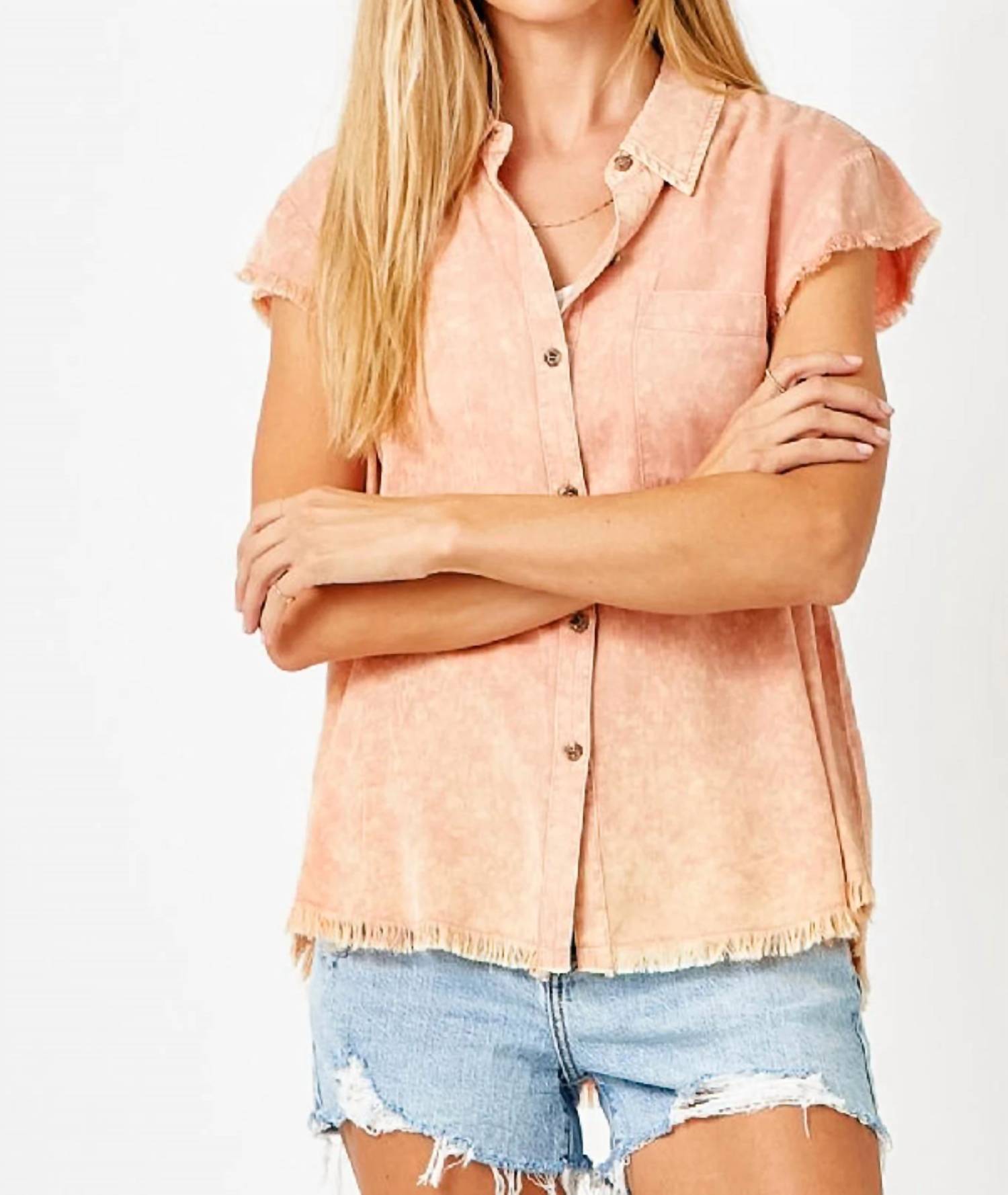 Mystree - Flutter Sleeve Shirt Top