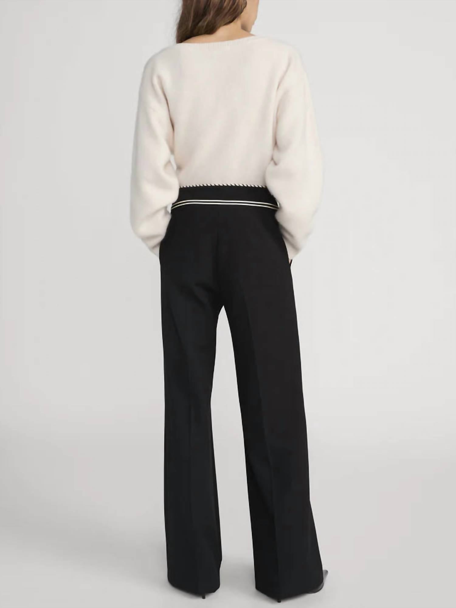 FRAME Prim Slim Palazzo Trouser in black - women's pants - detail view