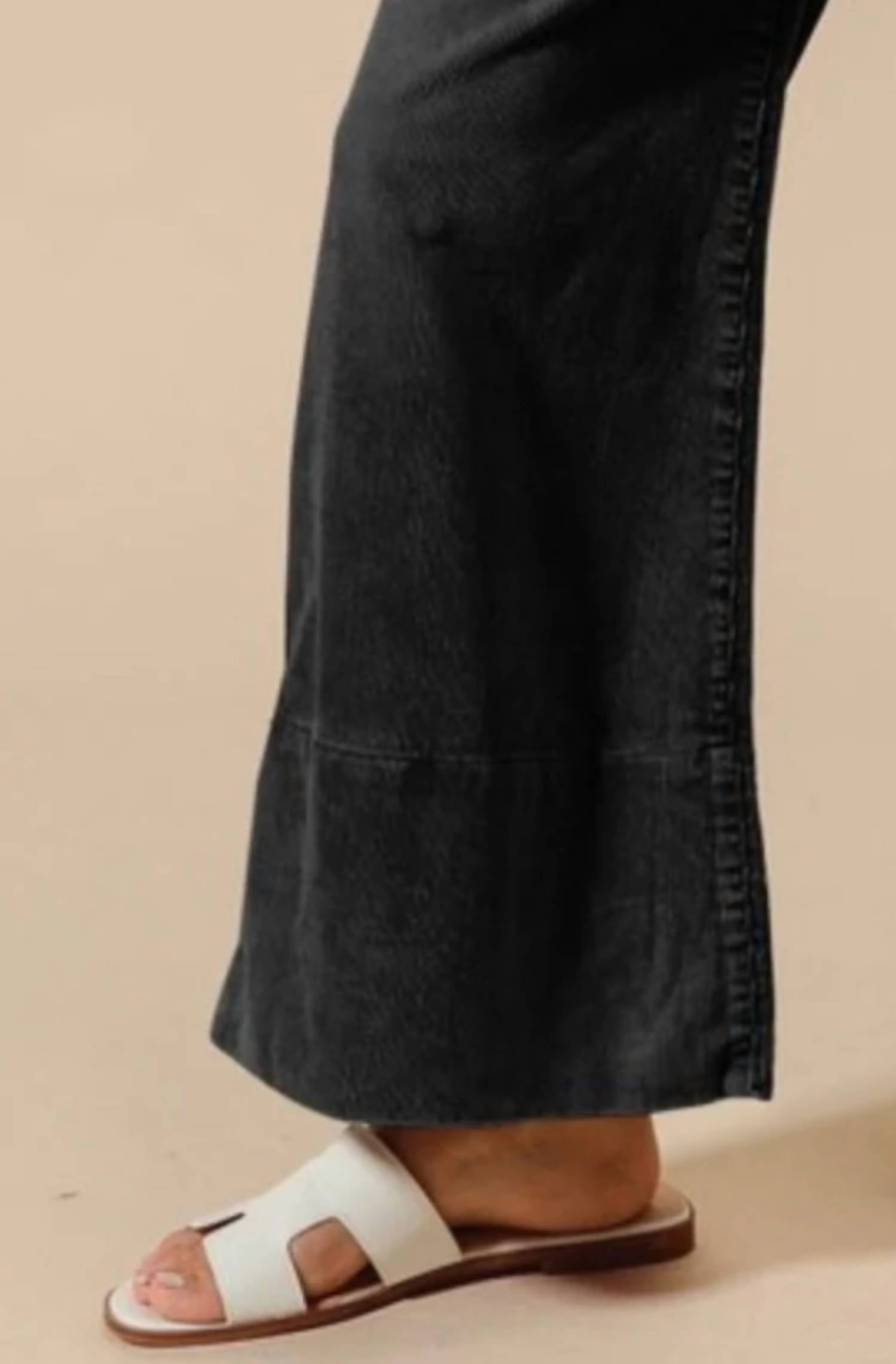 So Me - Wide Leg Flared Washed Corduroy Pants