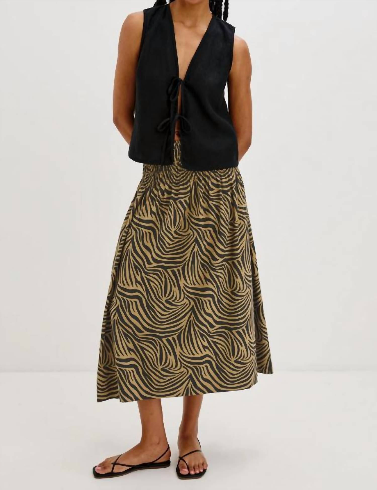 Rails Alessa Flowy Midi Skirt in beige - women's skirt