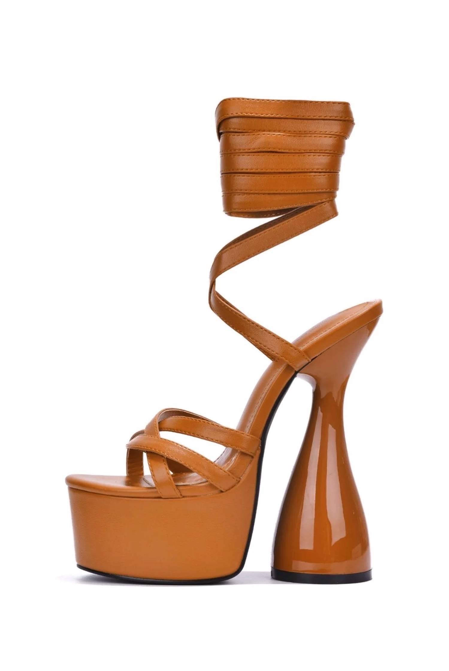 Cape Robbin - Women's Julee Tie Up Platform Thick Heel