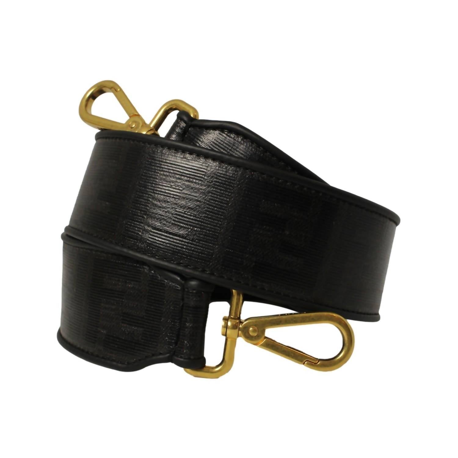 Fendi Women's Glazed Fabric Ff Zucca Shoulder Strap in black - women's item - detail view