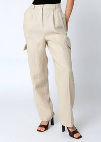 Olivaceous - Arya Linen Cargo Pants