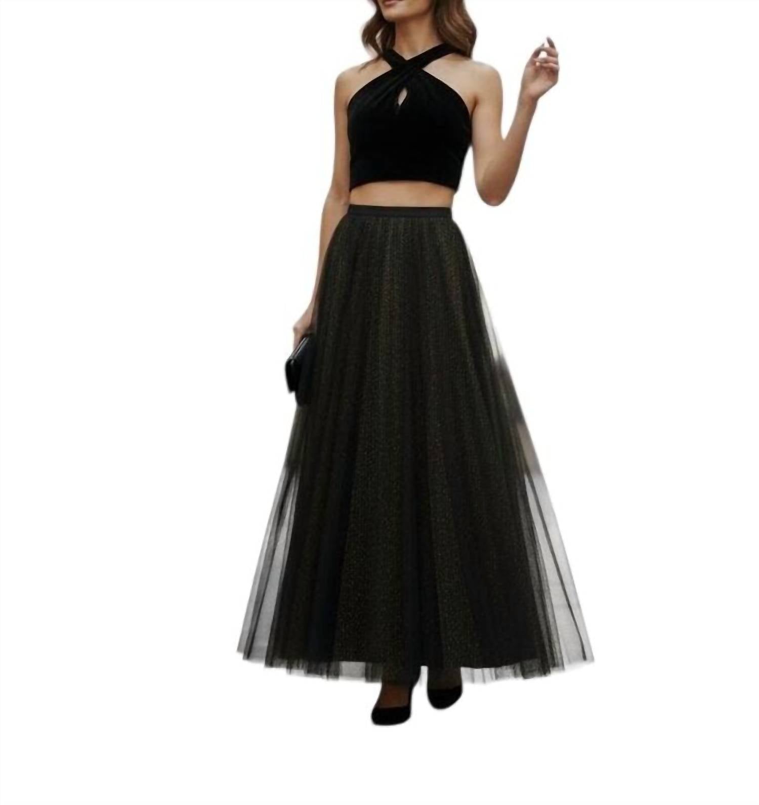Alyce Paris - Two Piece Velvet Shimmery Skirt Set