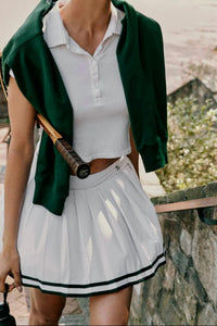 Recreational Habits Women's Natasha Tennis Skirt in white green - women's skirt - detail view