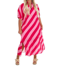 Entro - Women's Never Hold Back Stripe Midi Dress