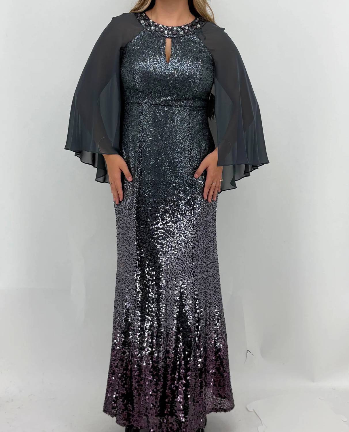Ignite Evenings - Sequined Dress With Cape