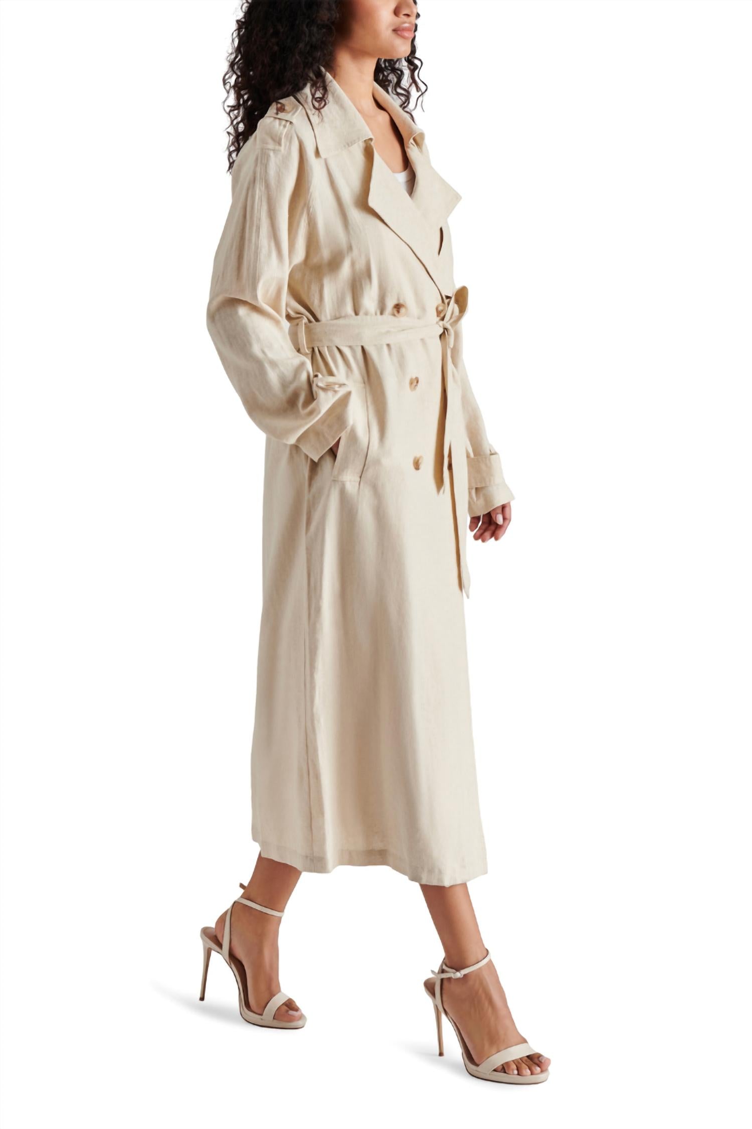 STEVE MADDEN Lennox Trench Coat in natural - women's jacket - detail view