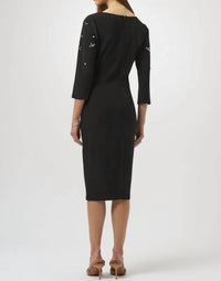 Joseph Ribkoff - Embellished Three Quarter Sleeves Sheath Dress