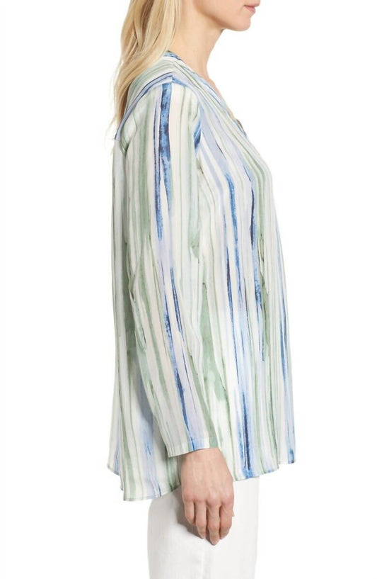 Nic + Zoe - Watercolor Silk Printed Mojito Nights Blouse