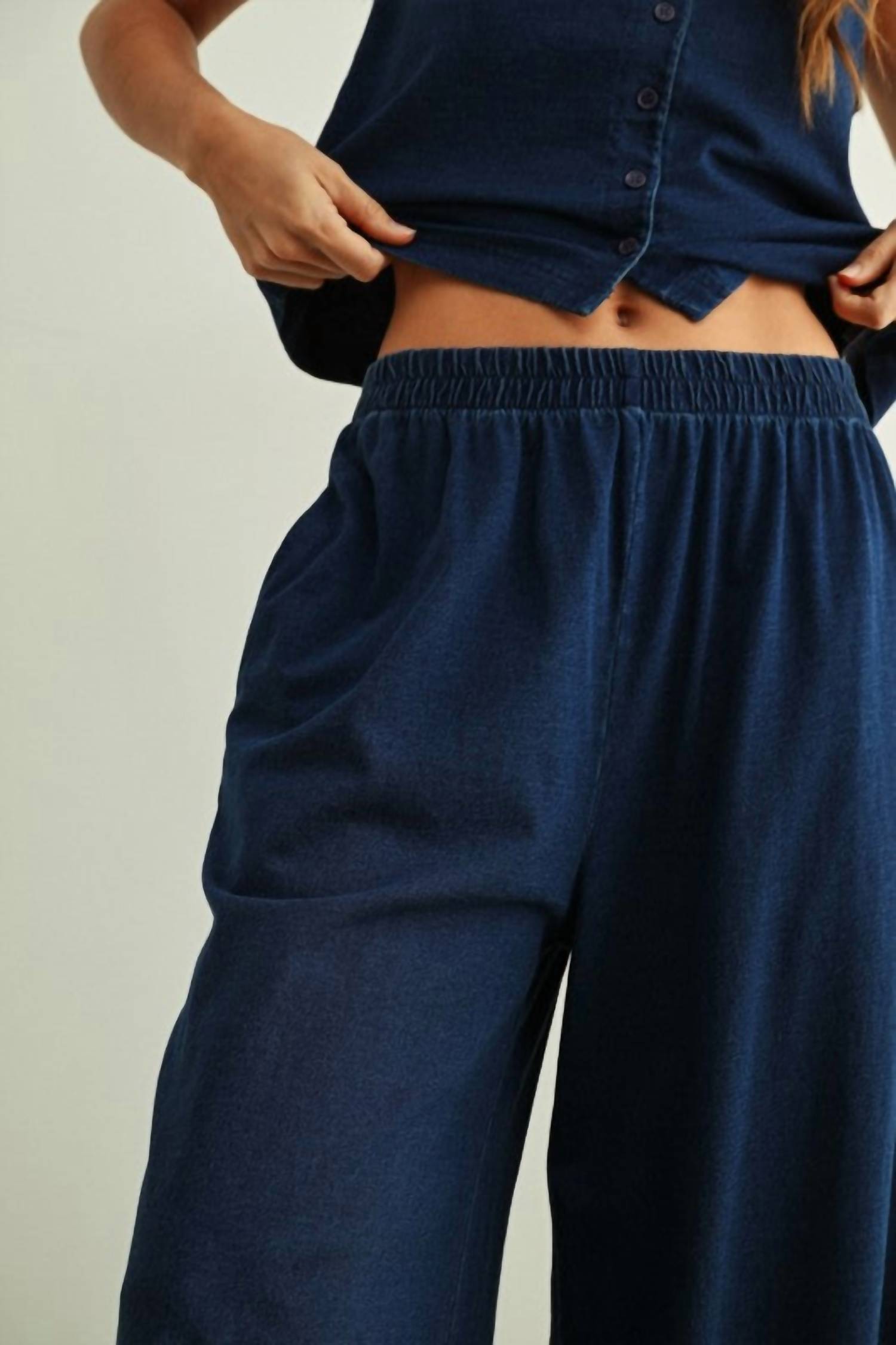 MIOU MUSE Dye And Wash Knitted Pants in indigo - women's pants - view 4