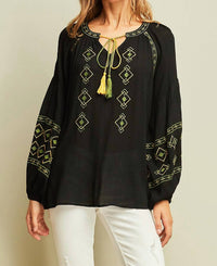 Entro - Tassel Tie Peasant Blouse