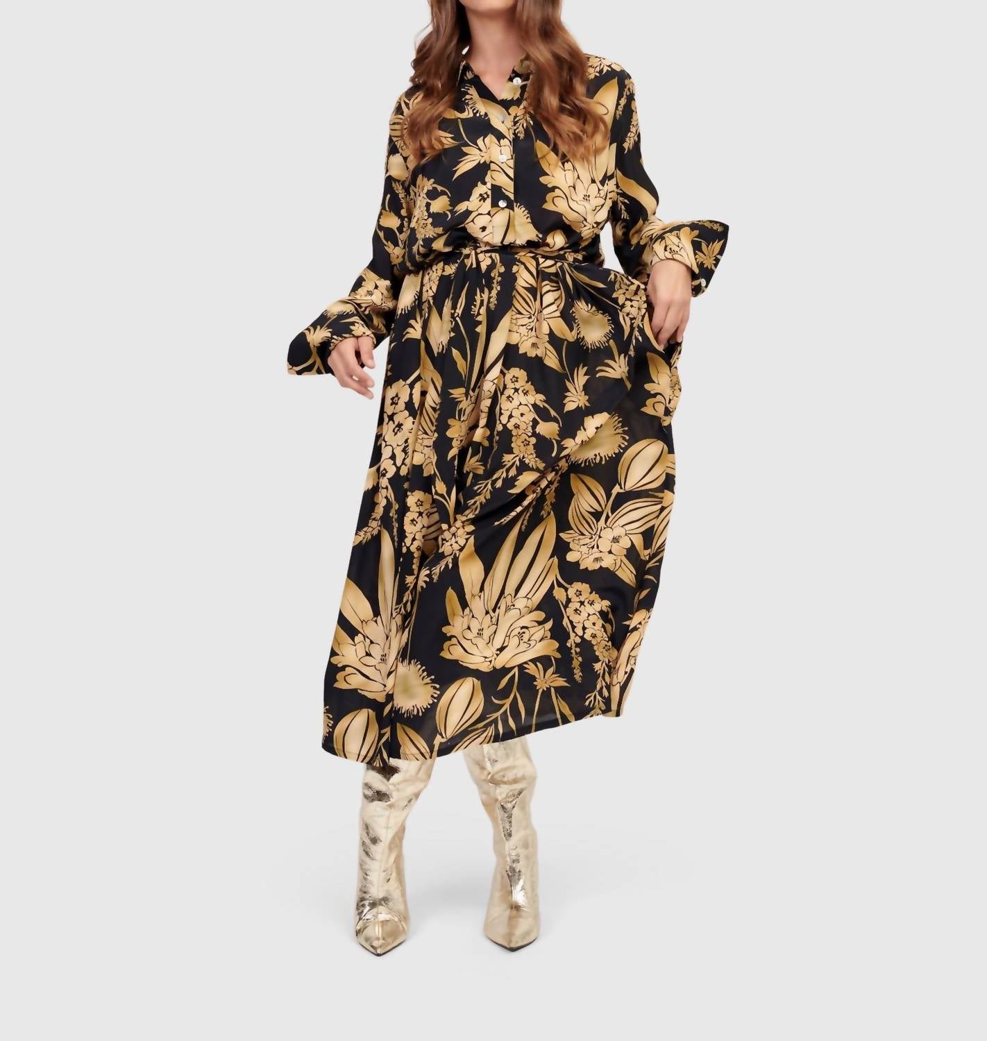 ALEMBIKA Shirley Shirt Dress in bouquet - women's dress