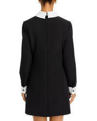 FRENCH CONNECTION Echo Long Sleeve Collared Neck Dress in black white - women's dress - alternate view