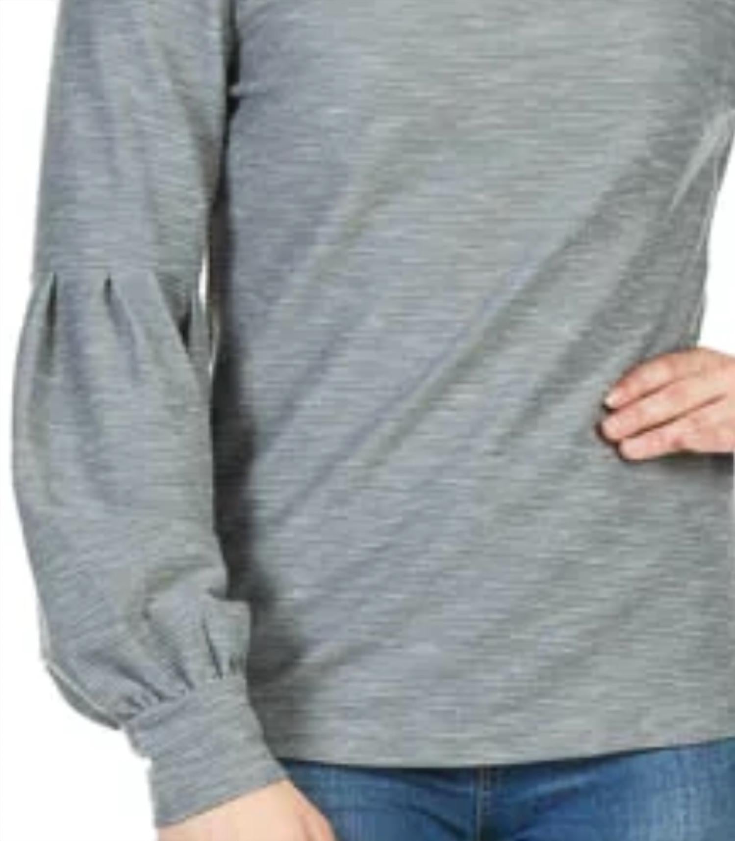 Papillon - Ribbed High Neck Puff Sleeve Sweater