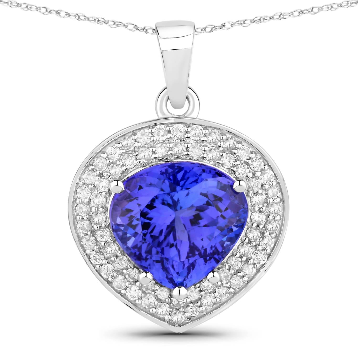 Diana M Jewels - Women's Heart Natural Tanzanite Pendant Necklace (4.17 Ct) - Statement