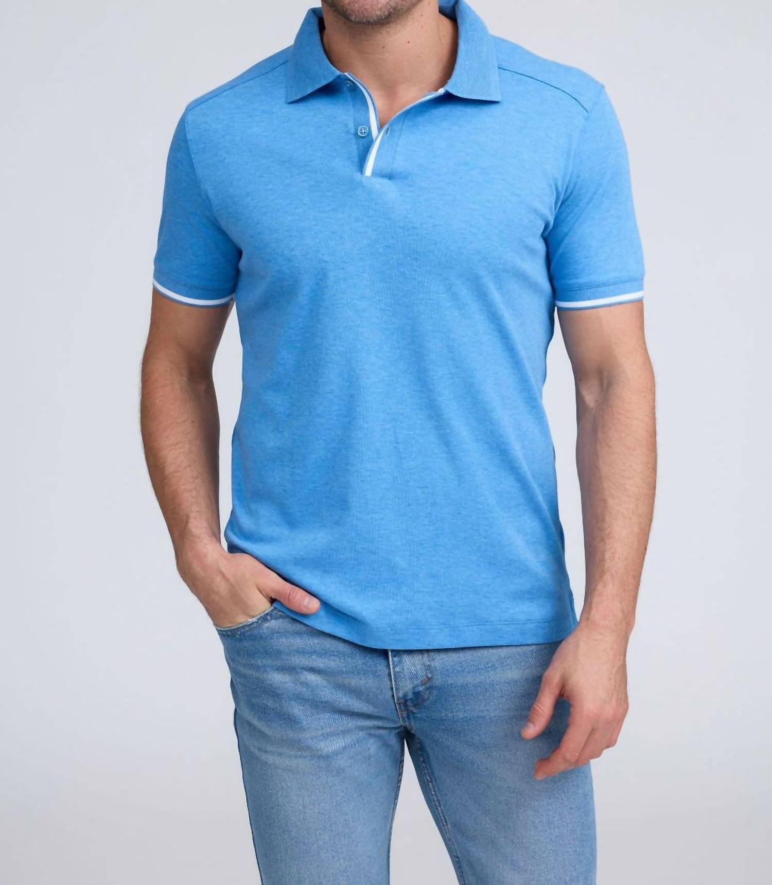 Raffi Nolan Short Sleeve Collared Shirt in blue - men's shirt