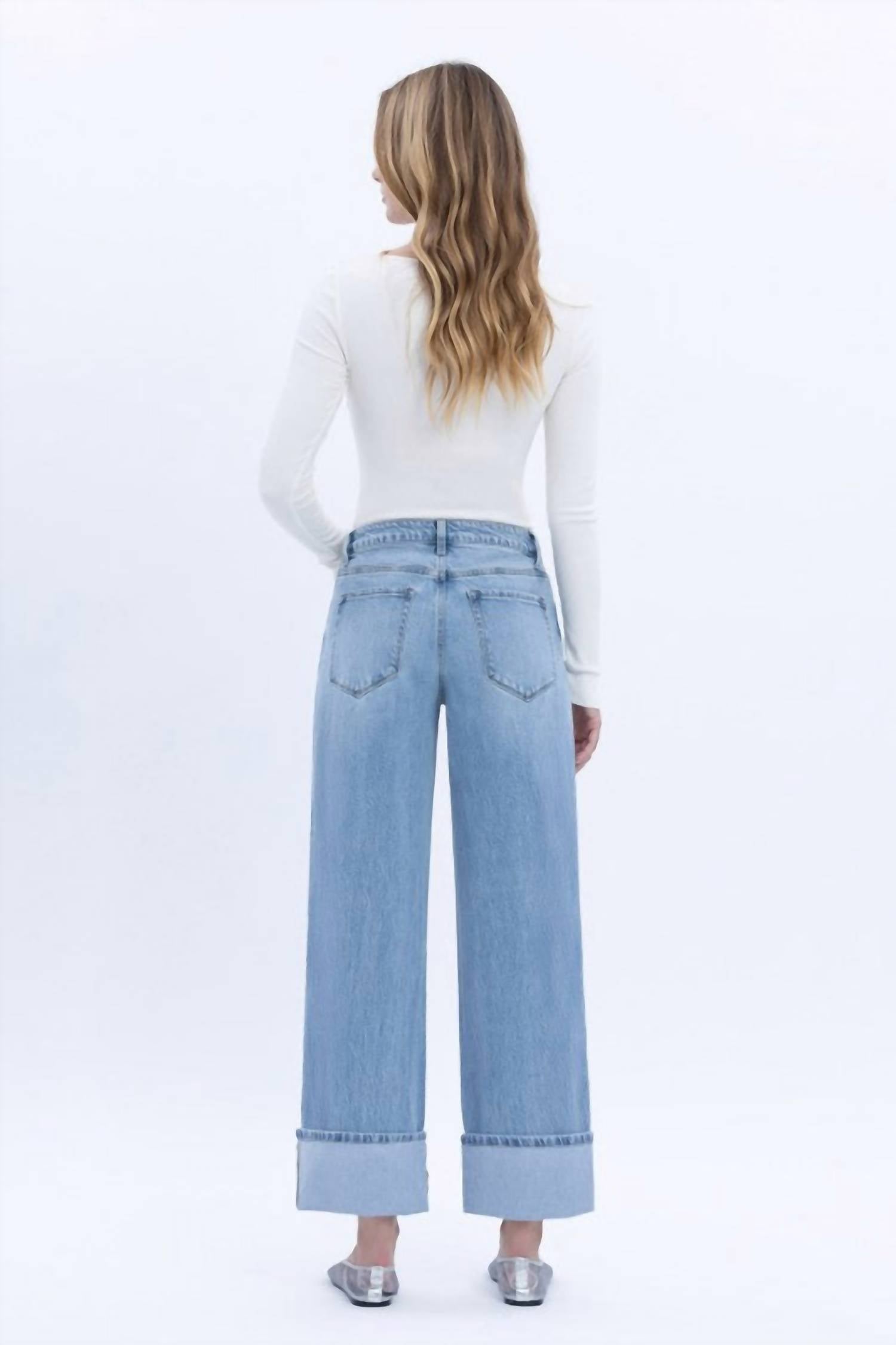 Vervet By Flying Monkey - Gabby Super High Rise Baggy Cuffed Straight Jeans