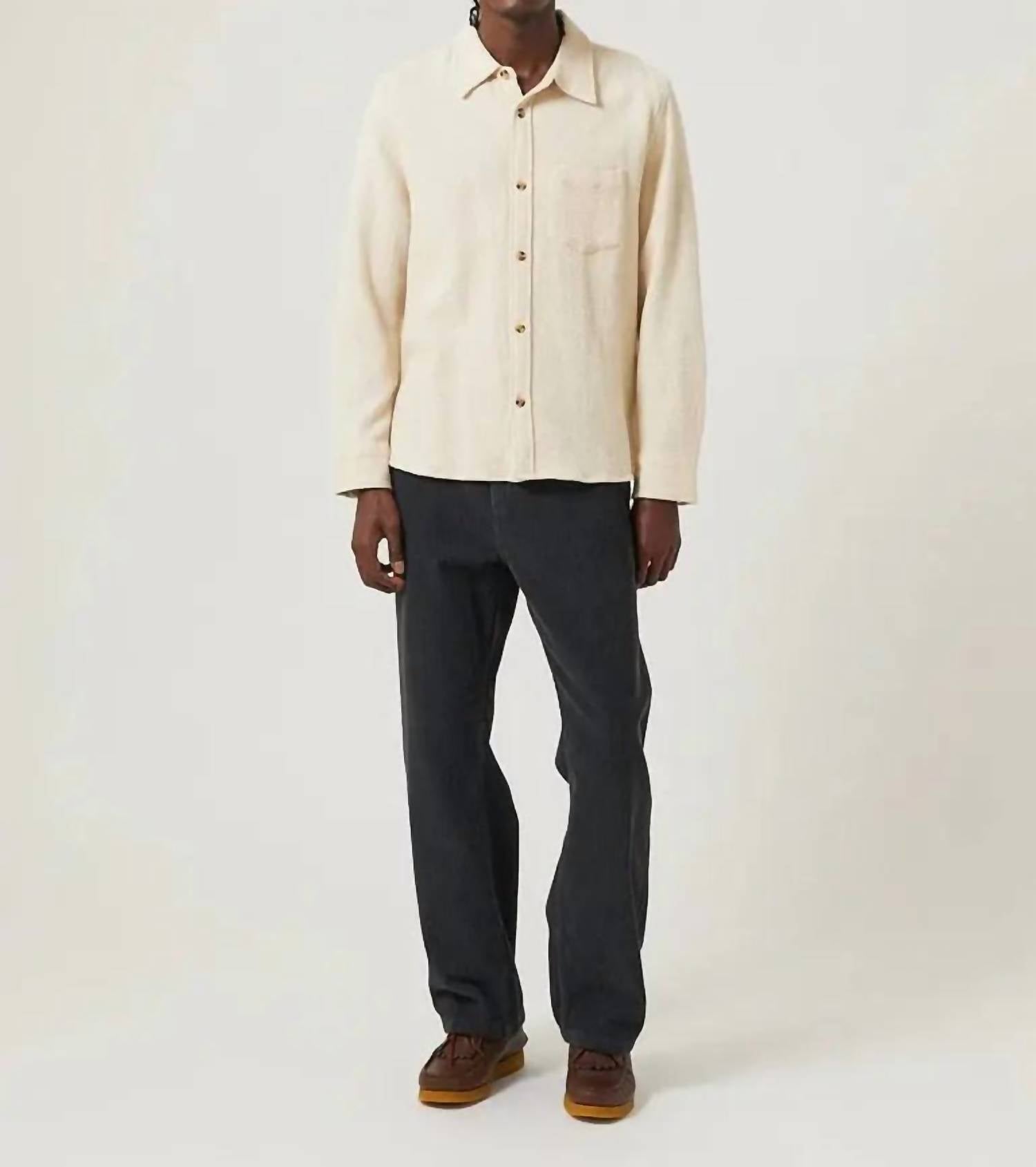 Corridor Waffle Long Sleeve Shirt in natural - men's long sleeve top - detail view