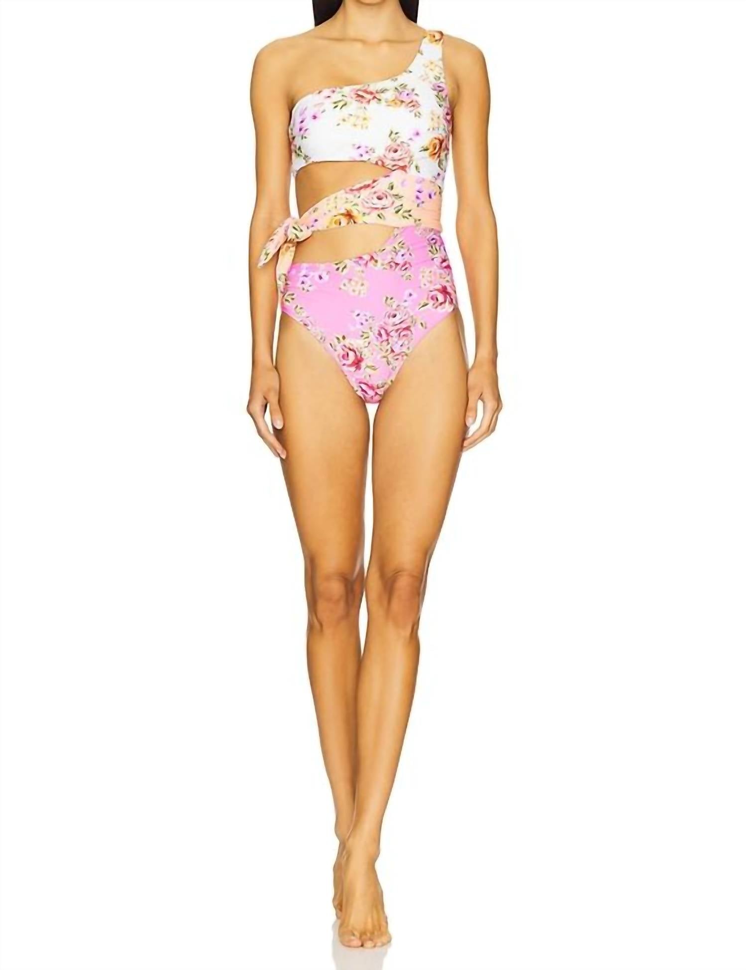 Pq Swim - One Shoulder Hollow One Piece Swimsuit