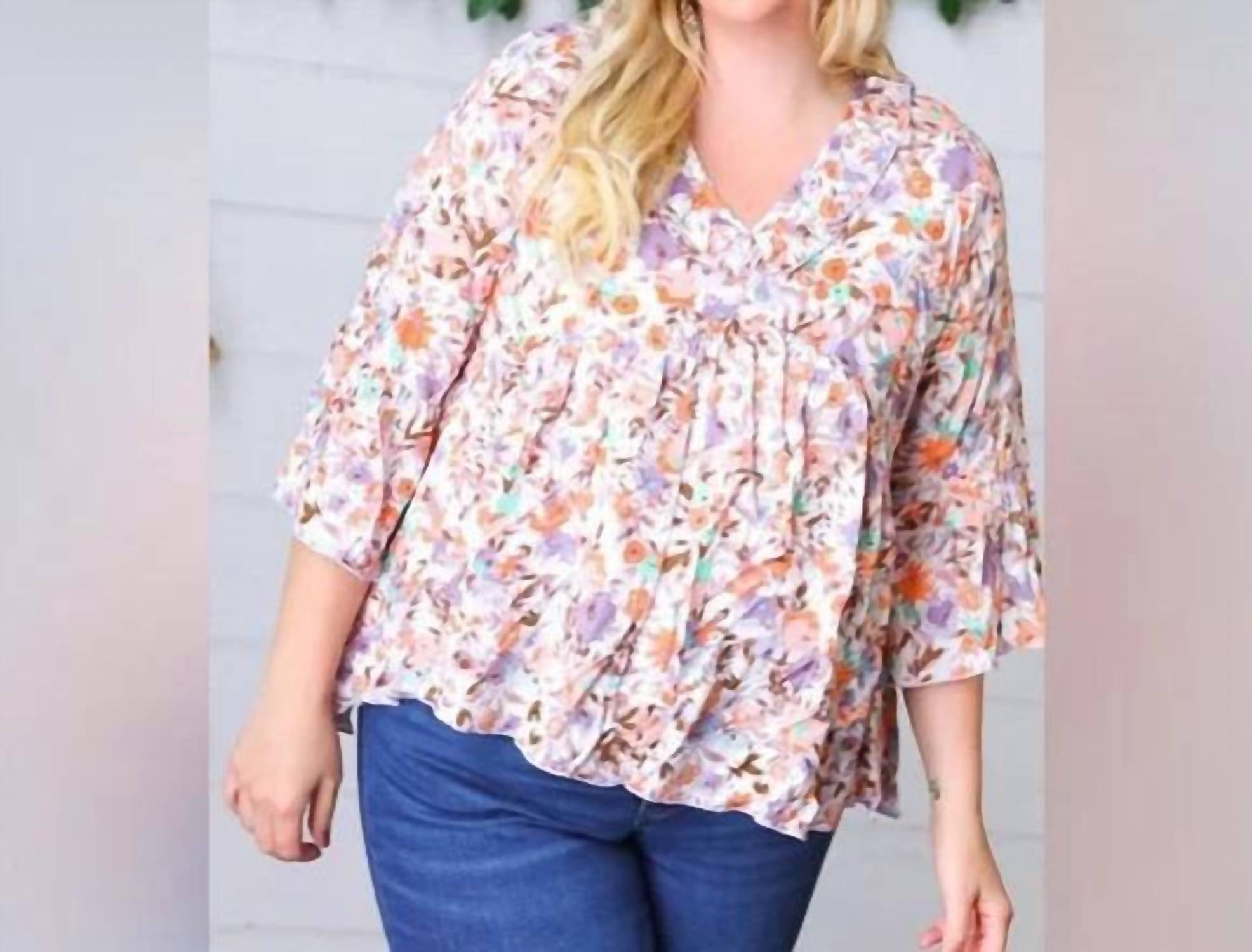 Sugarfox - Watercolor Floral Ruffle Top