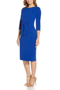 Adrianna Papell - Crew Neck Solid Knit Crepe Dress