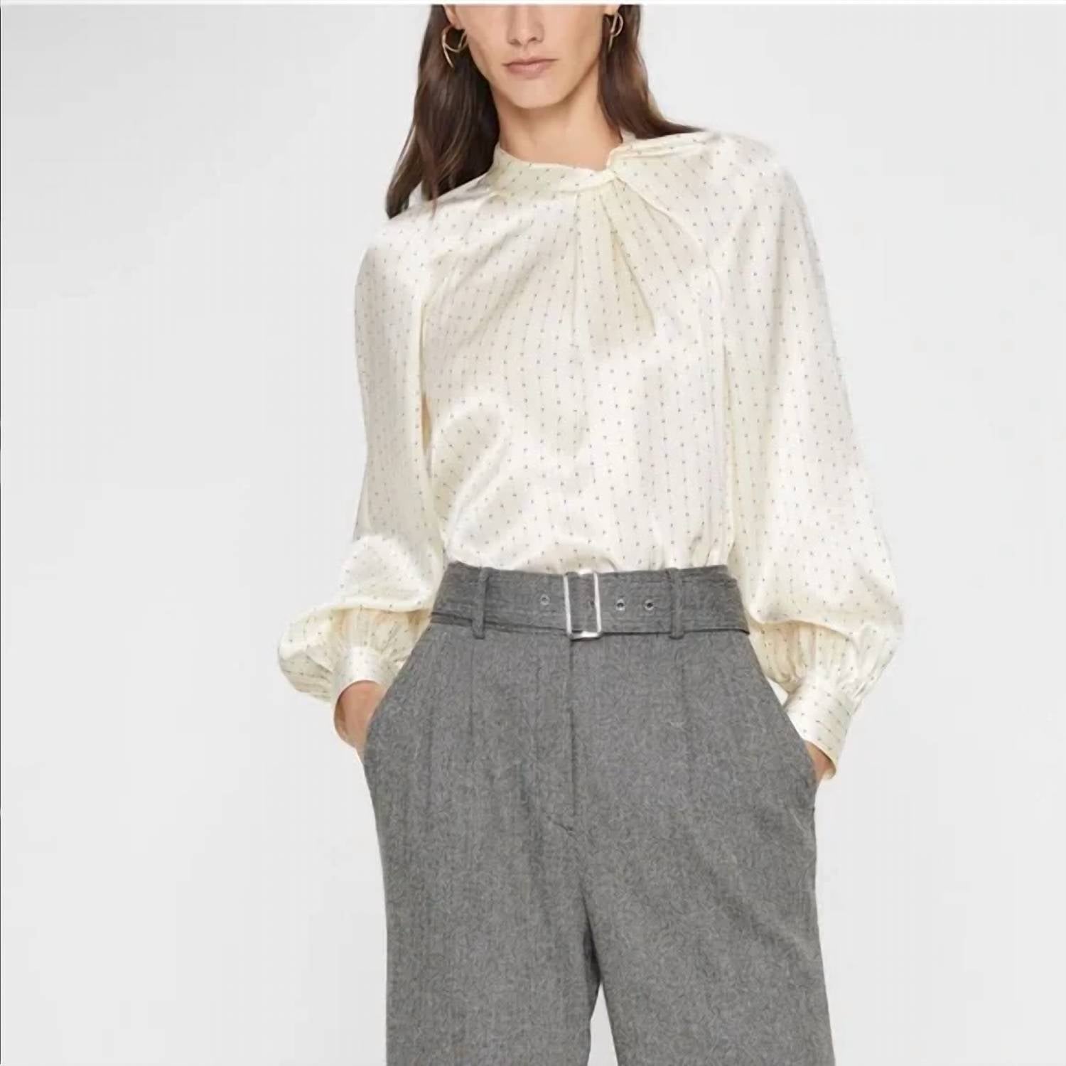 Club Monaco - Printed Mock Neck Silk Blouse