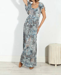 SHORT SLEEVE EMPIRE MAXI DRESS