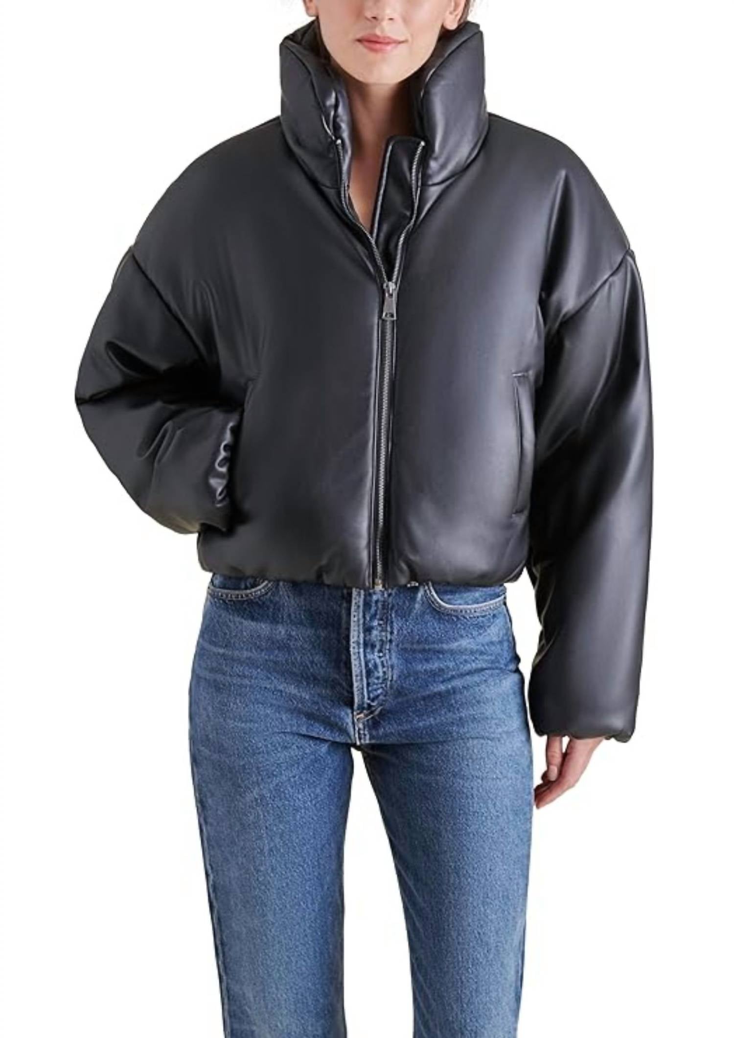 STEVE MADDEN Stratton Zip Jacket in black - women's jacket