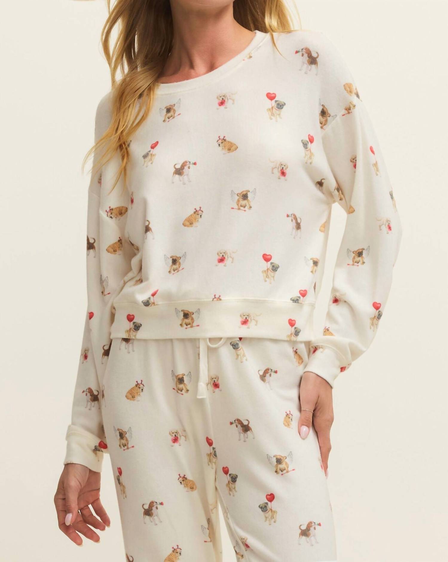 Z Supply Bisous Love Pup Top in vanilla ice 4 - women's long sleeve top