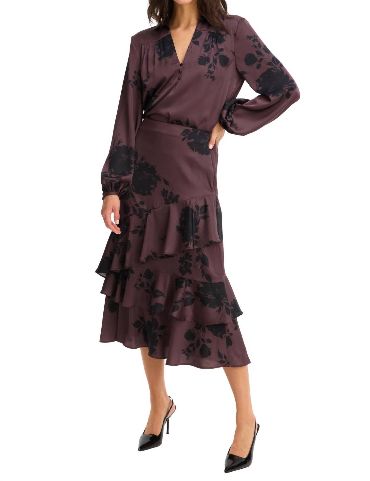 ALLISON NEW YORK Crawford Skirt in brown floral - women's skirt - alternate view
