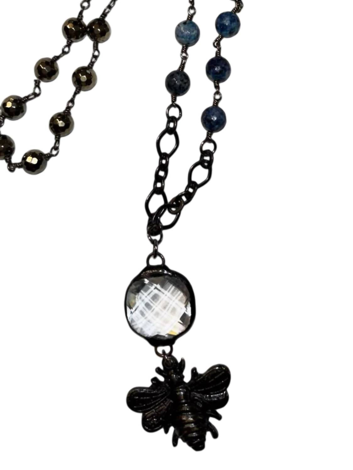 Lula 'n' Lee Women's Statement Necklace With Bumble Bee Pendant in gold - women's jewelry - detail view