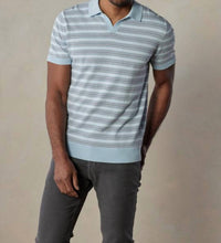 The Normal Brand Robles Striped Polo in clear sky stripe - men's shirt