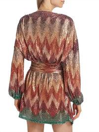 Ramy Brook - Michaela Sequin Chevron Wrap Mini Dress