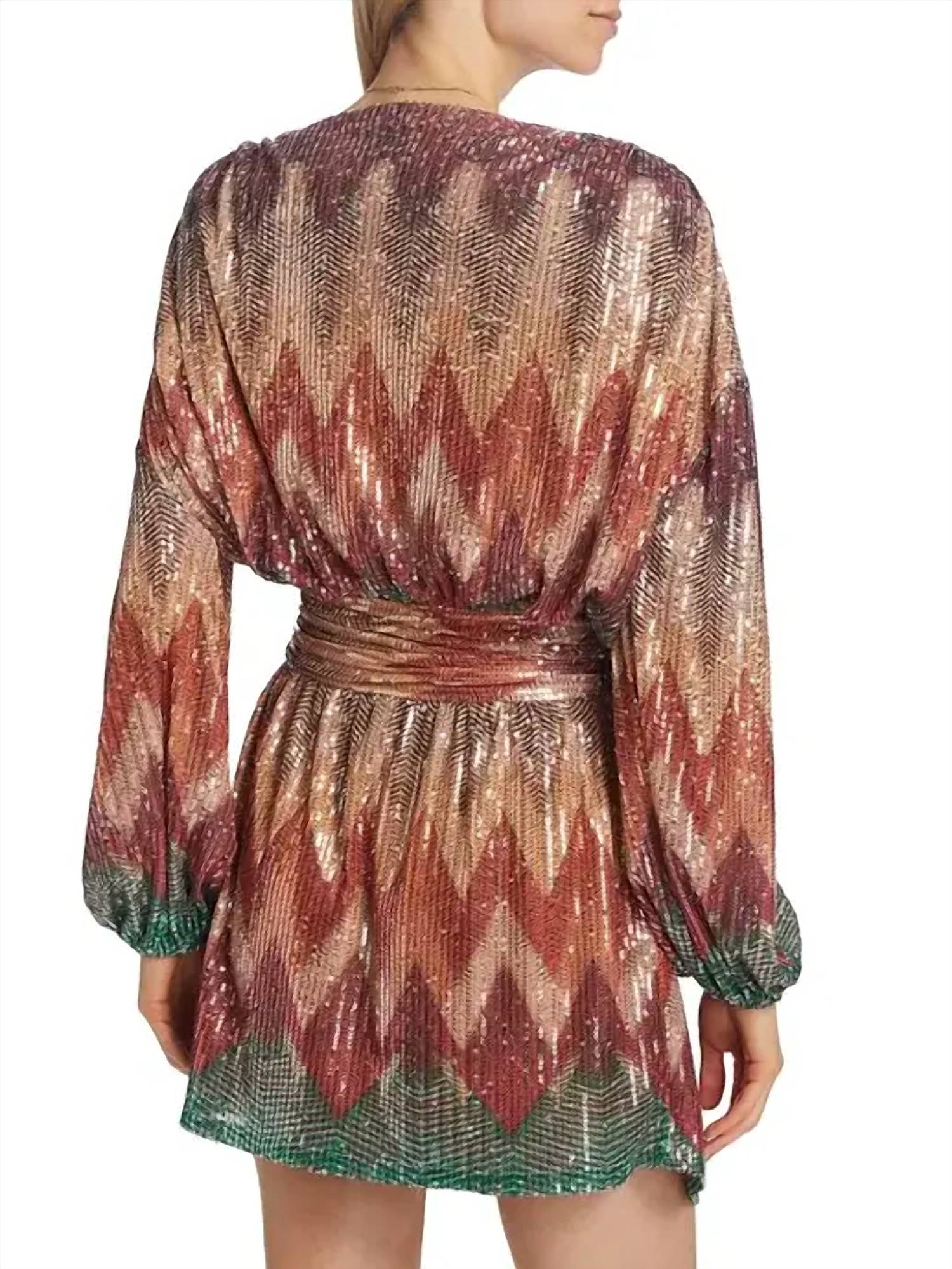 Ramy Brook - Michaela Sequin Chevron Wrap Mini Dress