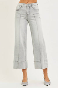 Risen - Lizzy Mid Rise Wide Pintuck Denim Pants