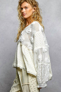 Pol - Romantic Vintage Mixed Fabric Top