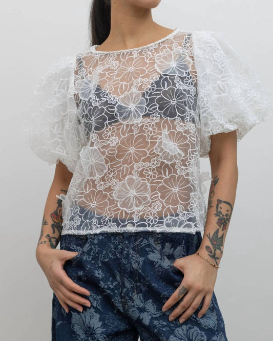 Collective - Floral Embroidered Organza Blouse